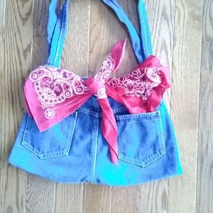 Calvin Klein blue jean bandana bag